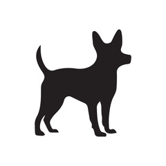 Vector black silhouette of a dog isolated on a white background.