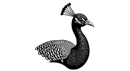 Elegant Black and White Peacock Illustration A Stunning Bird Design