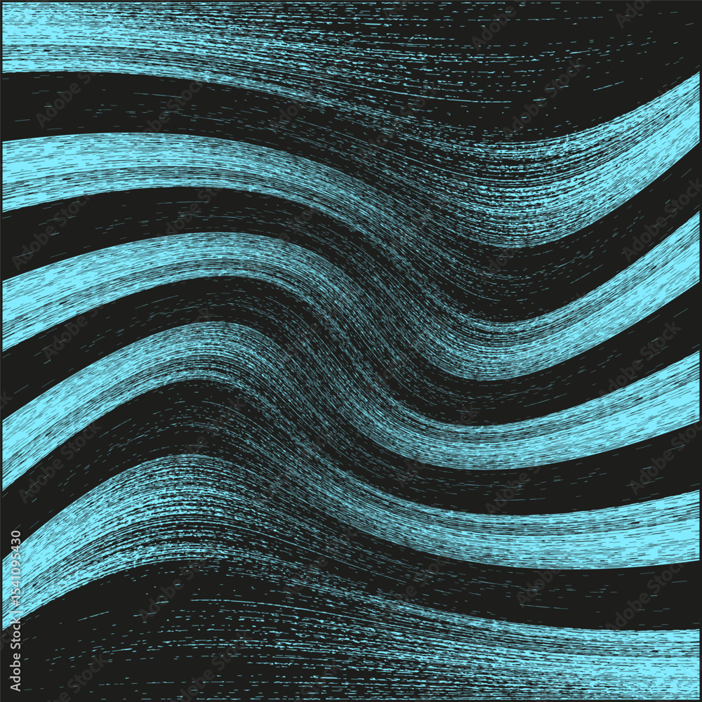 Poster wavy blue stripe. flow texture pattern. abstract vector movement. grunge curved background.