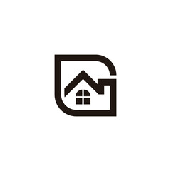 letter g simple square home shape simple geometric logo vector