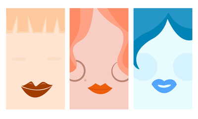 Colorful fashion style face vector illustration.
