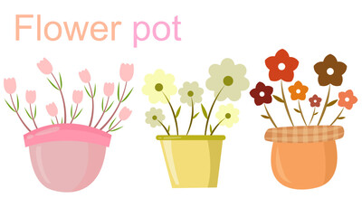 Vector illustration of cute flower tree in a pot.