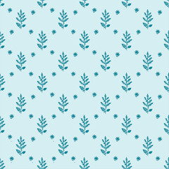 The leaf patterns alternate with the aqua floral seamless flowers, expressing a refreshing feeling of vector power used for wallpaper, tile, and so on.
