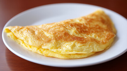 Golden crispy omelet with fluffy texture served on white plate