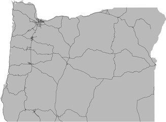 Oregon vector map of the National Highway System with state boundary (NHS, Web Mercator projection, PPT-compatible & fully editable)