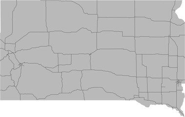 South Dakota vector map of the National Highway System with state boundary (NHS, Web Mercator projection, PPT-compatible & fully editable)