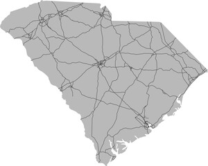 South Carolina vector map of the National Highway System with state boundary (NHS, Web Mercator projection, PPT-compatible & fully editable)