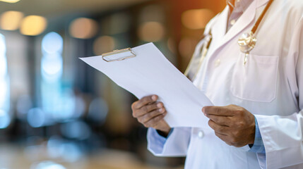 Distressed doctor holding legal documents with worried expression, symbolizing medical lawsuit stress and legal challenges in healthcare profession.