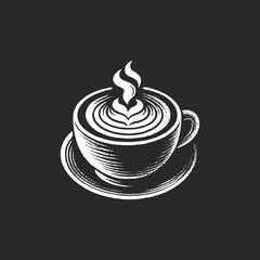 chalk board drawing cup of cappuccino vector