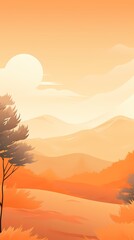 Digital technology Orange gradient sunset landscape outdoor illustration poster background