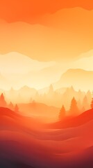 Digital technology Orange gradient sunset landscape outdoor illustration poster background