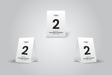 white Tent Table Number 2 Card Mockup 