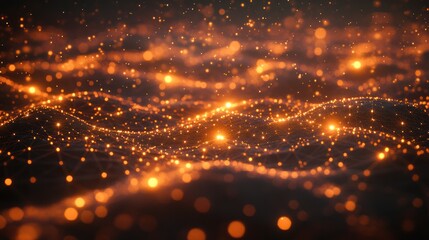 Obraz premium Abstract digital landscape with glowing particles