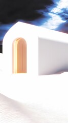 White sand dune houses are built in the background of landscaped outdoor illustrated posters