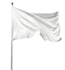 Fototapeta premium Symbolic white flag waving against stark black background, surrendering concepts