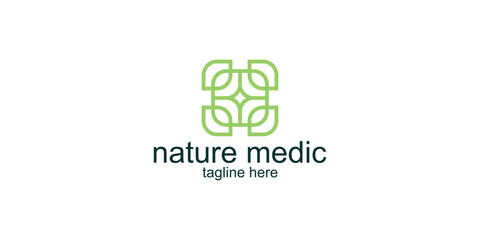 logo design leaf and plus,design  icon creative, elegant