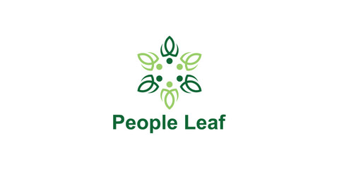 logo design unity people and leaf,unity,partnership,design icon,creative, elegant.
