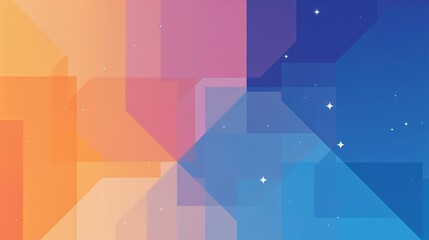 Abstract Digital Artwork Orange Pink Blue Geometric Shapes Starry Night Sky Gradient Background