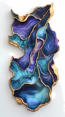 Blue-purple gold foil marble stone pattern texture illustration poster background