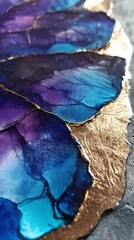 Blue-purple gold foil marble stone pattern texture illustration poster background