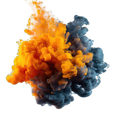 Abstract ink explosion in orange and dark blue
