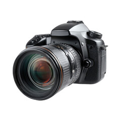 Black DSLR camera with large lens