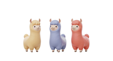 Naklejka premium Colorful Llama Toys Set in Pastel Colors for Kids Playroom Decor