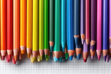 Naklejka premium A colorful array of sharpened colored pencils.