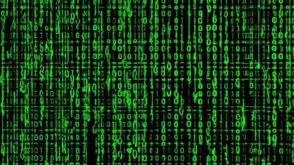 Digital rain binary code animation backdrop symbolizing futuristic technology - Powered by Adobe