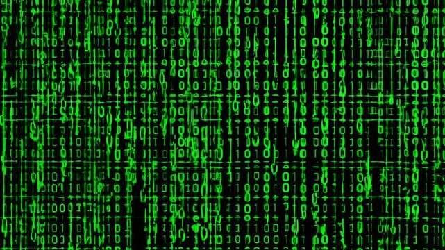 Digital rain binary code animation backdrop symbolizing futuristic technology - Powered by Adobe
