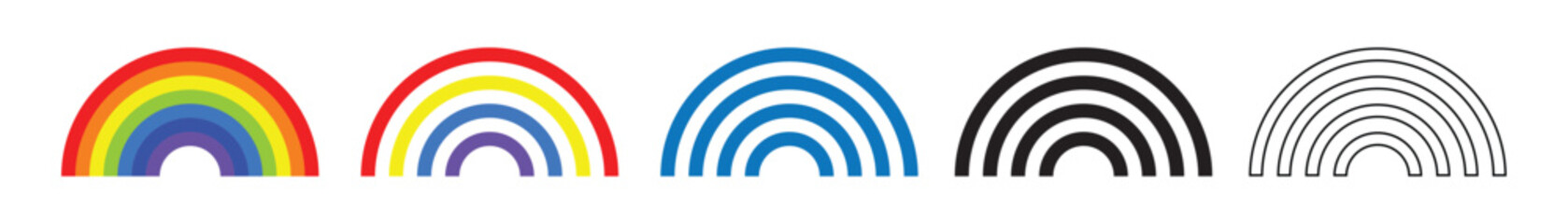 Rainbow icon set, color full and black icon set.