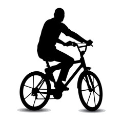Obraz premium Silhouette of a person riding a bicycle, black and white, freedom