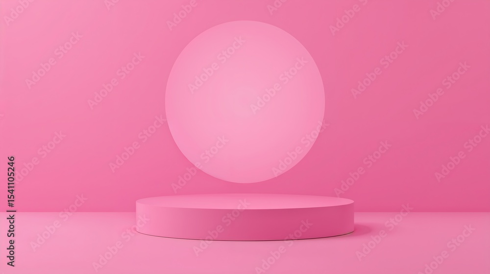 Poster pink minimalist product display platform with soft lighting circle background image
