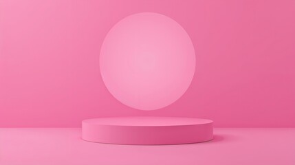 Pink Minimalist Product Display Platform with Soft Lighting Circle Background image