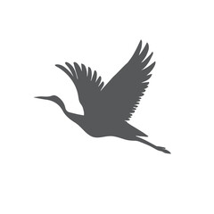 Fototapeta premium Elegant Bird Silhouettes.Graceful crane, stork, swallows, ducks, swifts, and gulls in flight Heron vector illustration