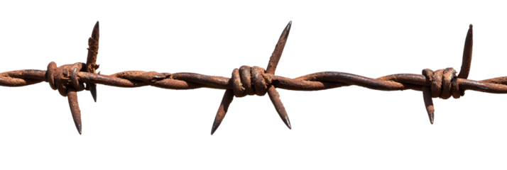 Rusty barbed wire against a black background, a symbol of danger and restriction