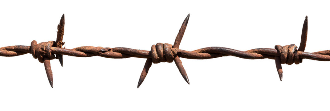 Rusty barbed wire against a black background, a symbol of danger and restriction - Powered by Adobe