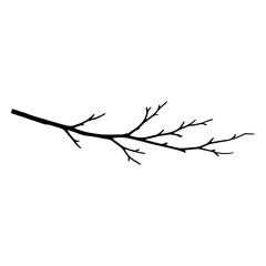 Minimalist Tree Branch Silhouette on White