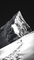 Black and white mountain scenery outdoor illustration poster background