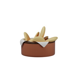 3D illustration of crispy cat tongue cookies arranged in a bowl, showcasing their smooth texture and delicious appeal for dessert and snack visuals.