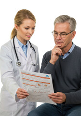 Young Doctor Discussing Health Plan With Senior Patient In Office