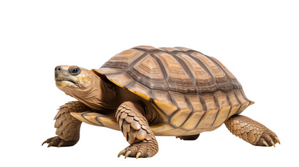 Obraz premium A striking portrait of a yellow-footed tortoise showcasing its intricate shell and textured skin against a transparent background