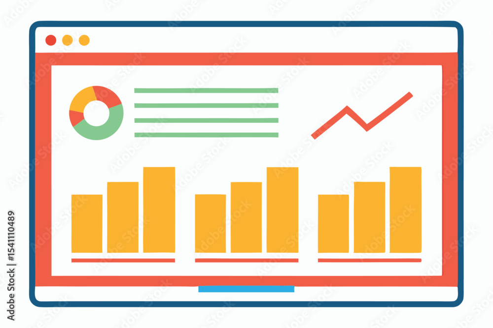 Poster data visualization dashboard with charts and graphs representing financial performance