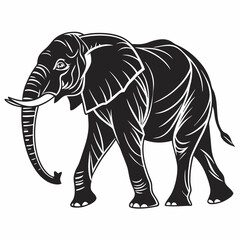 black elephant, isolated on white background perfect outline