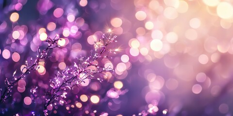 Purple and pink flowers with bokeh lights in the background