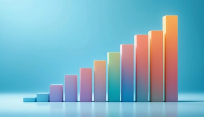 Pastel color bar graph showing growth and success