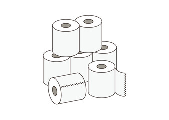 積み重ねたトイレットペーパーのイラスト
