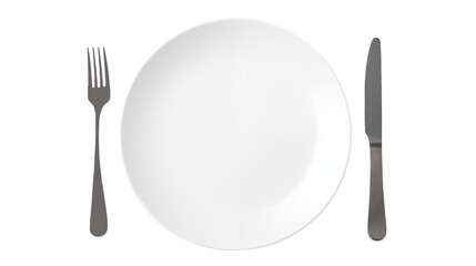 White ceramic plate top view for food photography and kitchenware product presentation on black background