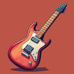Obraz premium electric guitar on red background
