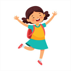 Excited Little Girl Jumping with Joy